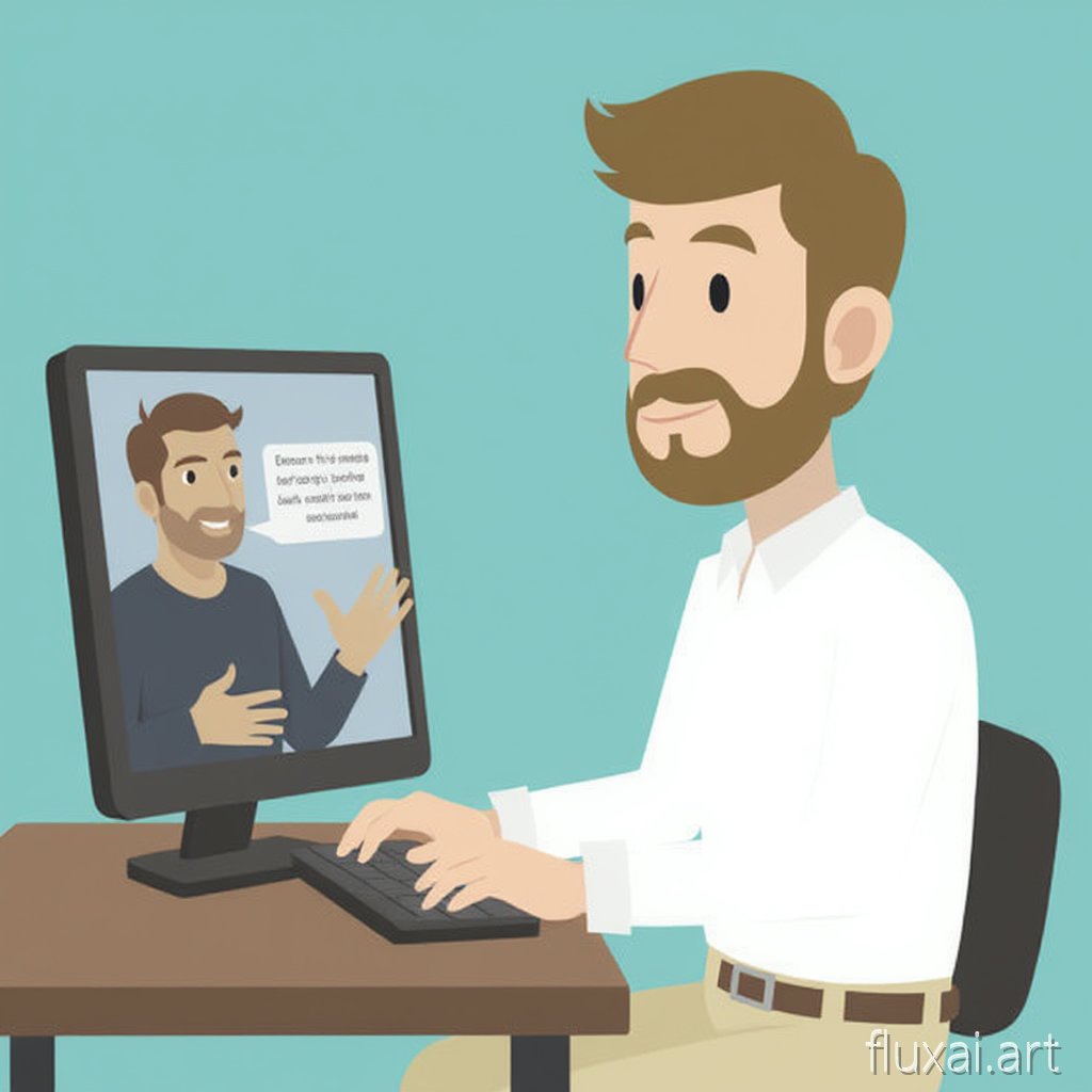 ilustración de un hombre recibiendo una formación online.