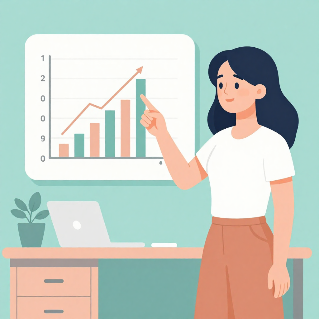 ilustración de una mujer estudiando una buena estrategia para un modelo de negocio