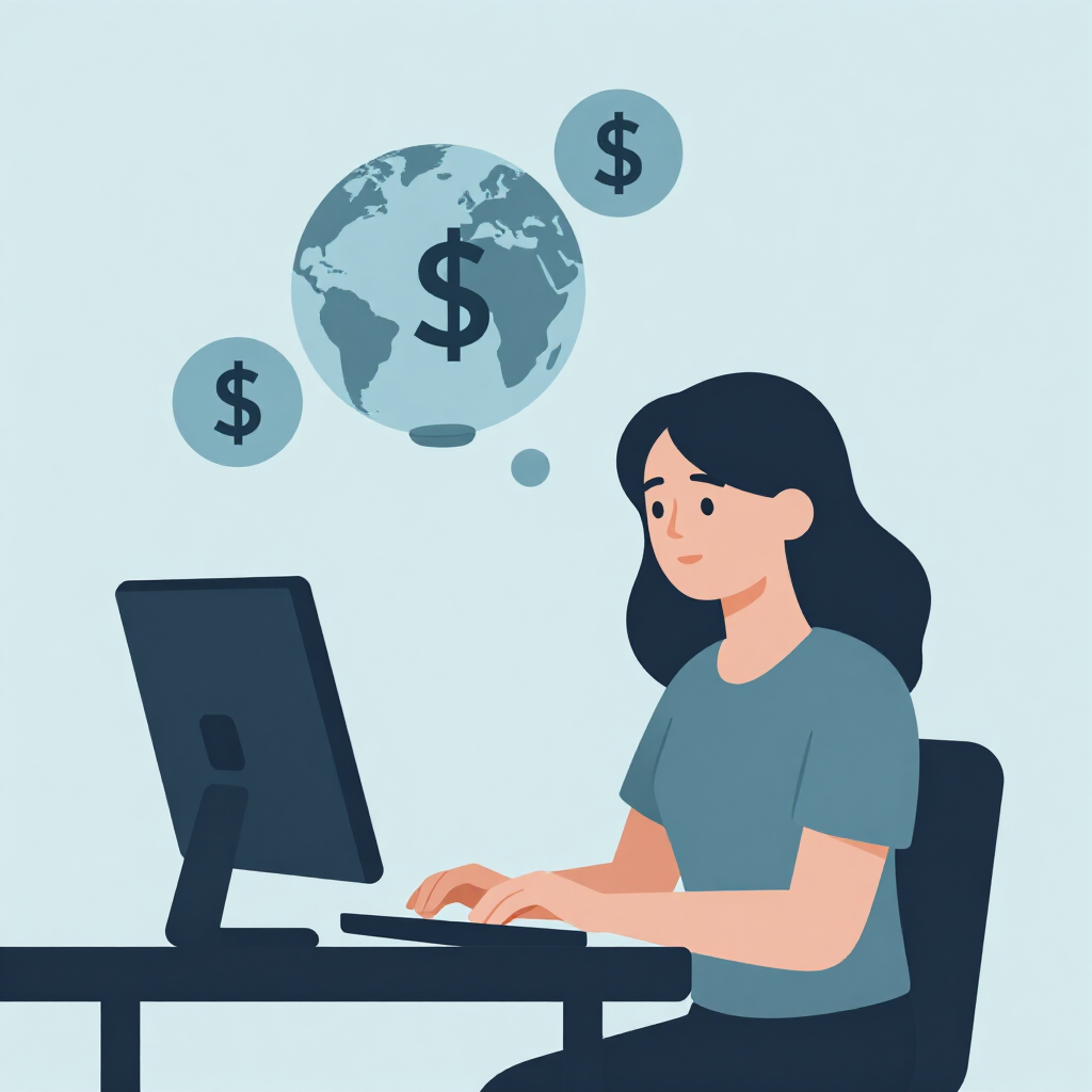 ilustración de una mujer analizando su situación actual y lo que puede suponer continuar con su formación online