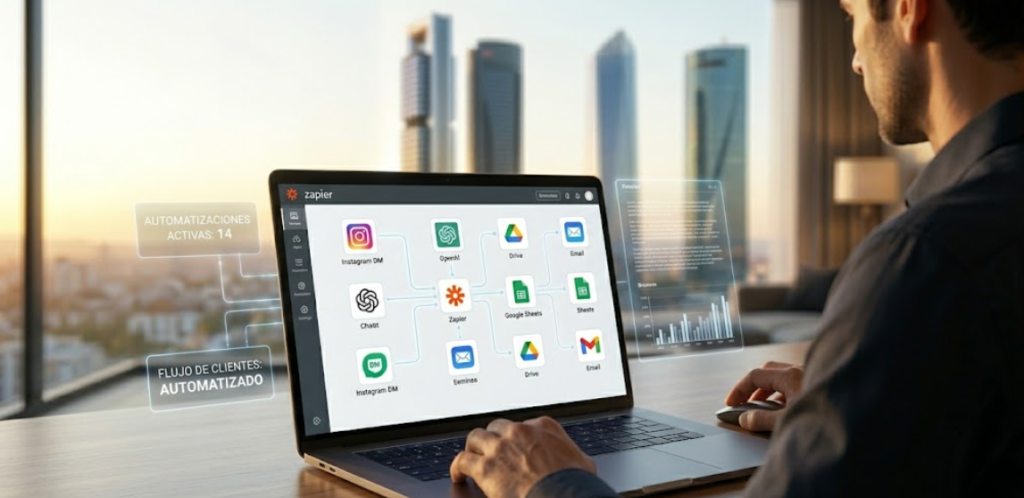 Integraciones de apps y flujo automatizado.
